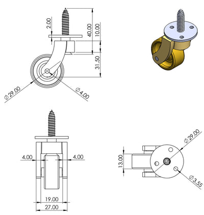 Brass Screw Castor