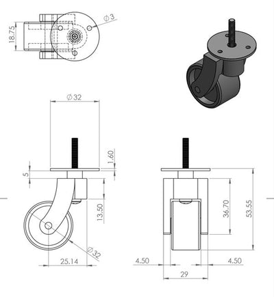 Brass Screw Castor