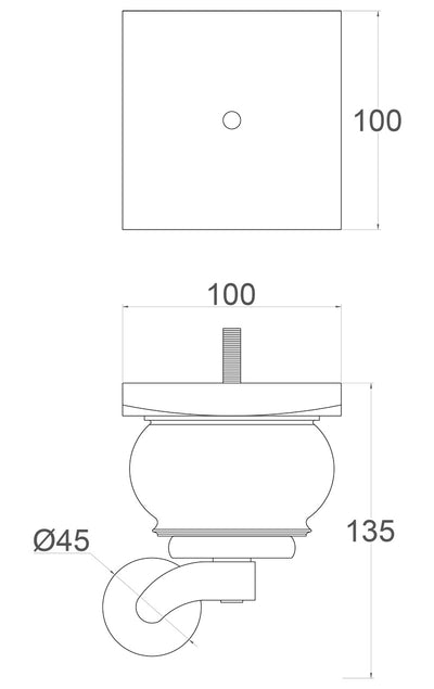 Frances Elegant Wooden Legs with Extra Large Shallow Cup Castors