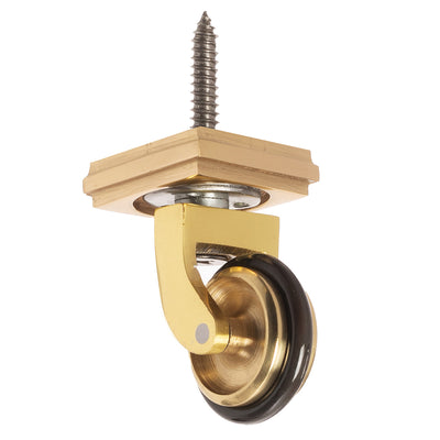 Brass Screw Castor with Rubber Tyre and Square Embellisher