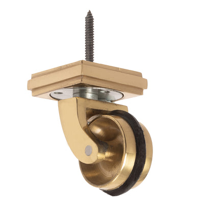 Brass Screw Castor with Rubber Tyre and Square Embellisher