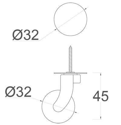 Satin Screw Plate Castor