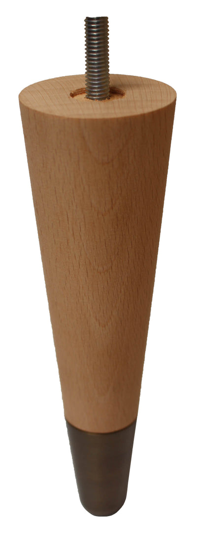 Sonia Solid Beech Tapered Furniture Legs - Raw Finish - Antique Slipper Cups - Set of 4